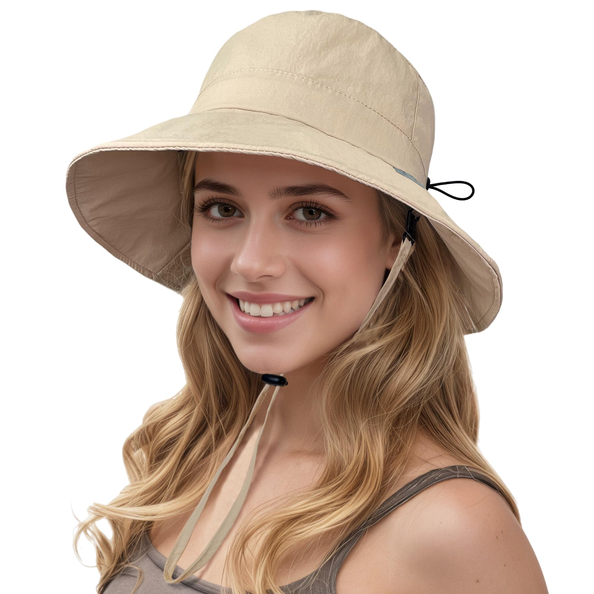 ehsbuy Sonnenhut Damen Herren Breite Krempe Faltbar Fischerhut mit Verstellbare Kinnriemen Anglerhut Wasserdicht Bucket Sommerhut für Strand Outdoor Angeln Safari Reisen