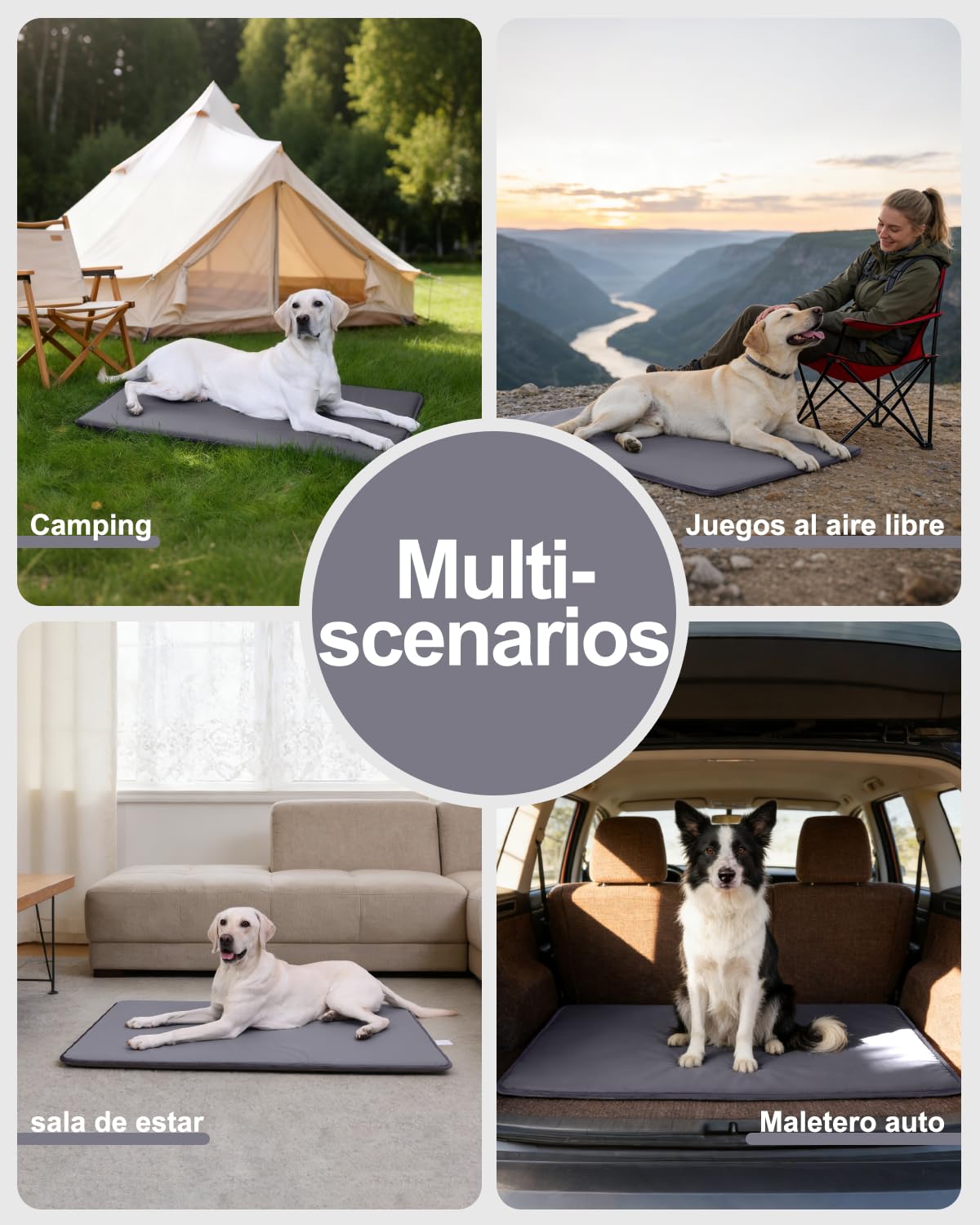 Cama Perro Verano Mediano Impermeable-90x57cm,Alfombra para Perros en Cuero Artificial,Colchón Lavable & Fácil de Limpiar,Exterior Portátil & Compacto Tapete Perro,Interior & Viaje,Gris