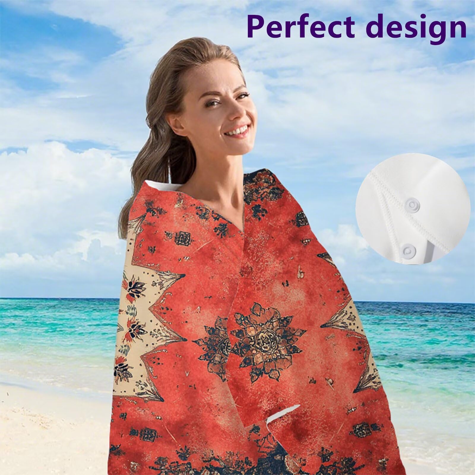Telo Mare Microfibra 80x160 cm Telo Mare Grande, Asciugamano Palestra Assorbente Asciugatura Rapida, Asciugamano Mare Antisabbi Stuoia Spiaggia per Piscina, Campeggio, Viaggio - Fiori Boemi G1-950