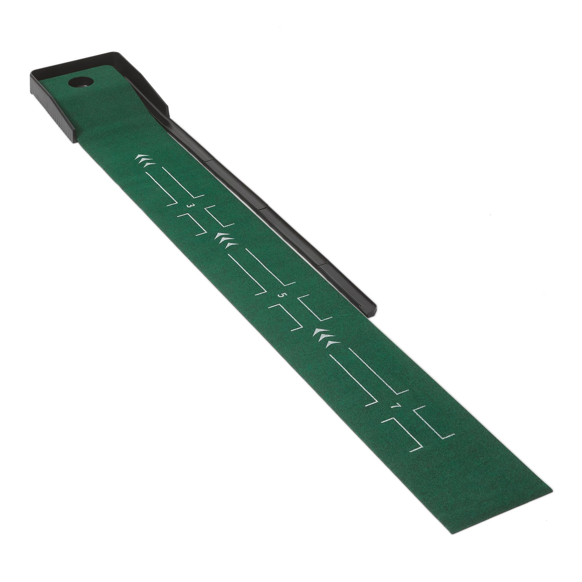 Amazon Basics Automatic Ball Return Putting Mat - Golf Training Mat with Alignment Guides, Indoor Outdoor Practice Green, 274.32 x 36.5cm, Green