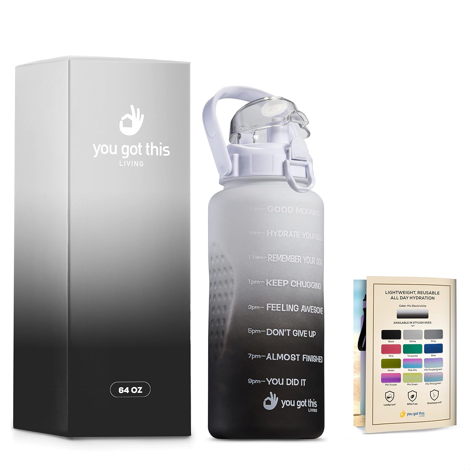 YOU GOT THIS LIVING Duet Motivational Water Bottle Half