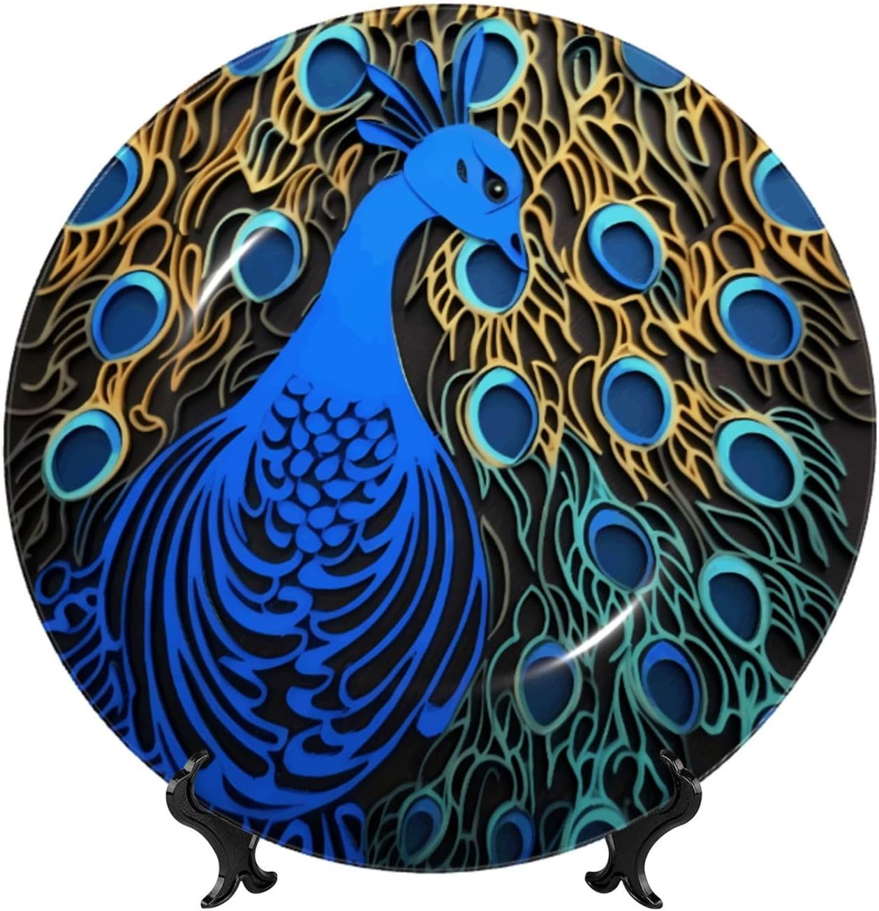 Decorative Plate Art Crafts Bone China Decorative Plate with Display Rack Souvenir Wall Decor Ceramic Ornaments Dinner Plates Ceramic Decoratives Plates for Home Office 10in