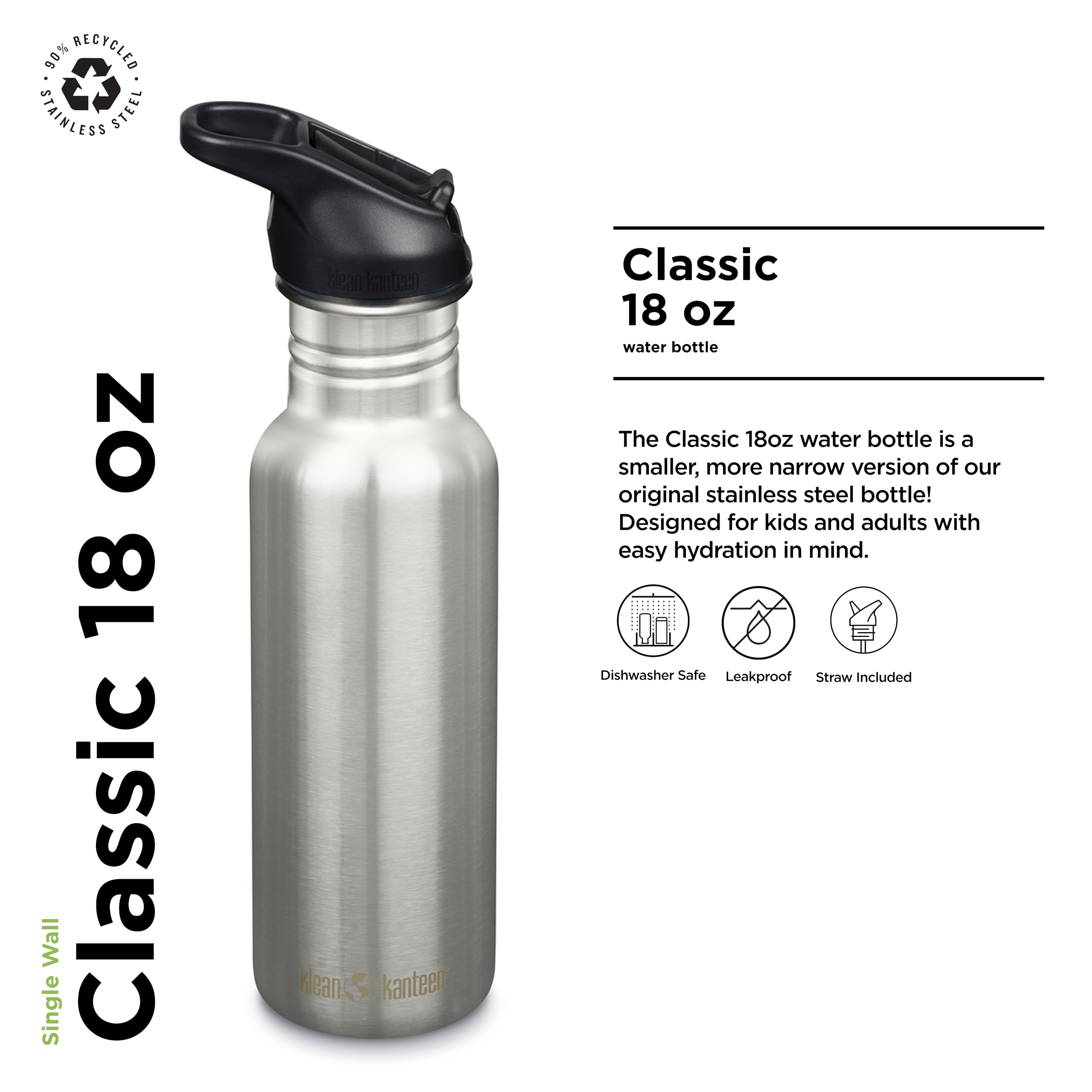 Amazon.com: Klean Kanteen 18 oz Classic Water Bottle with Flip