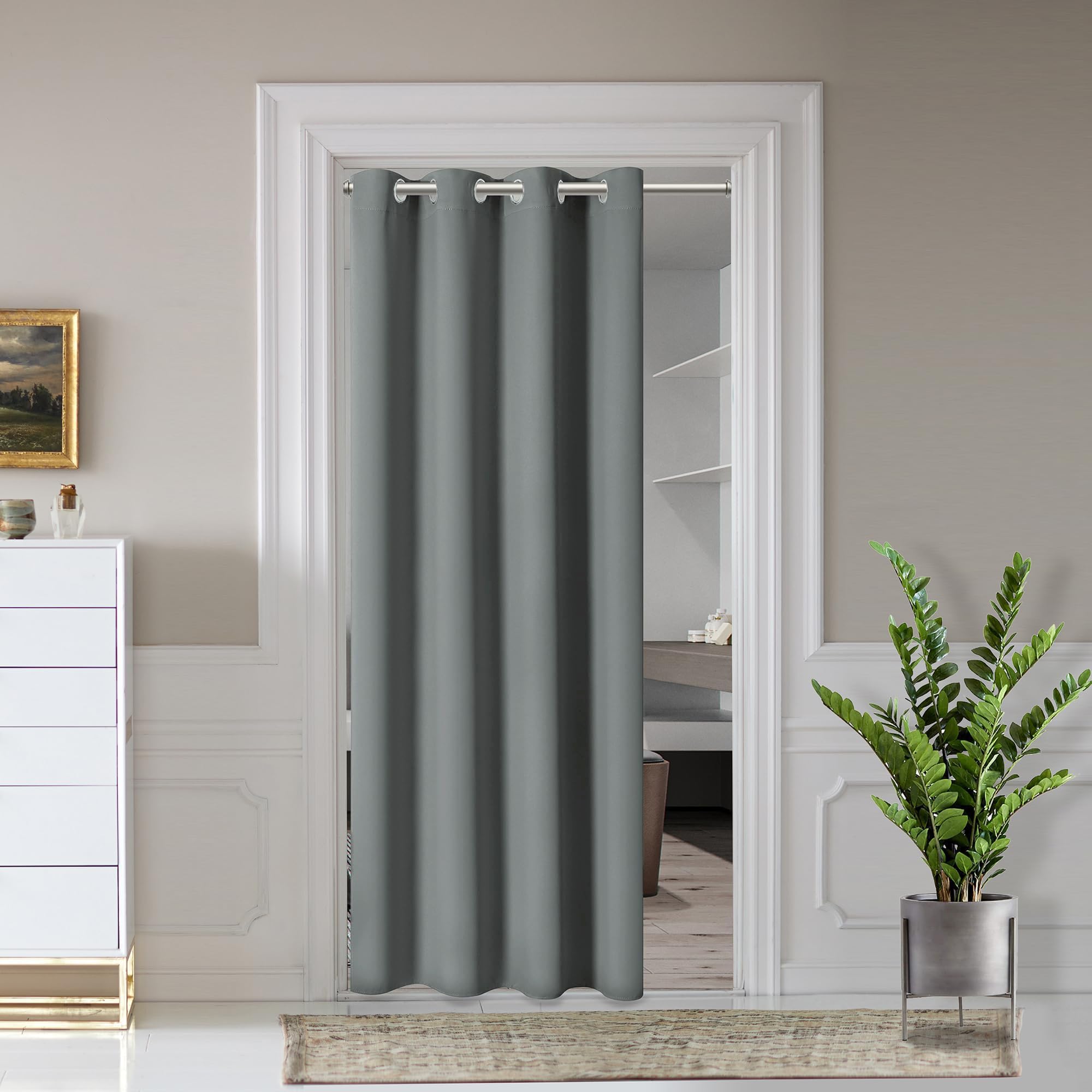 - AOSKY Door Curtains for Doorway Privacy, Dark Grey Grommet Closet Curtains for Bedroom, Door Window Curtain, Light Blocking Thermal Insulation Drapes for Living Room Set of 1 Panels, 52" W x 80" L