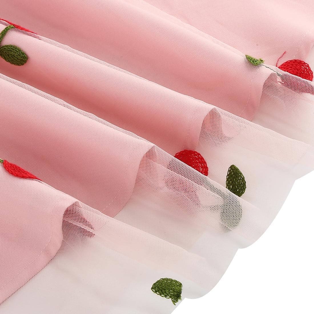 Cherry Print Dresses for Women Short Tulle Prom Dress Sleeveless 50 s Dresses for Women Vintage Cherry Dresses for Women Cocktail Dresses Wedding Guest Evening Formal Sheer Mesh Dress Pink Cherry XL - Image 5