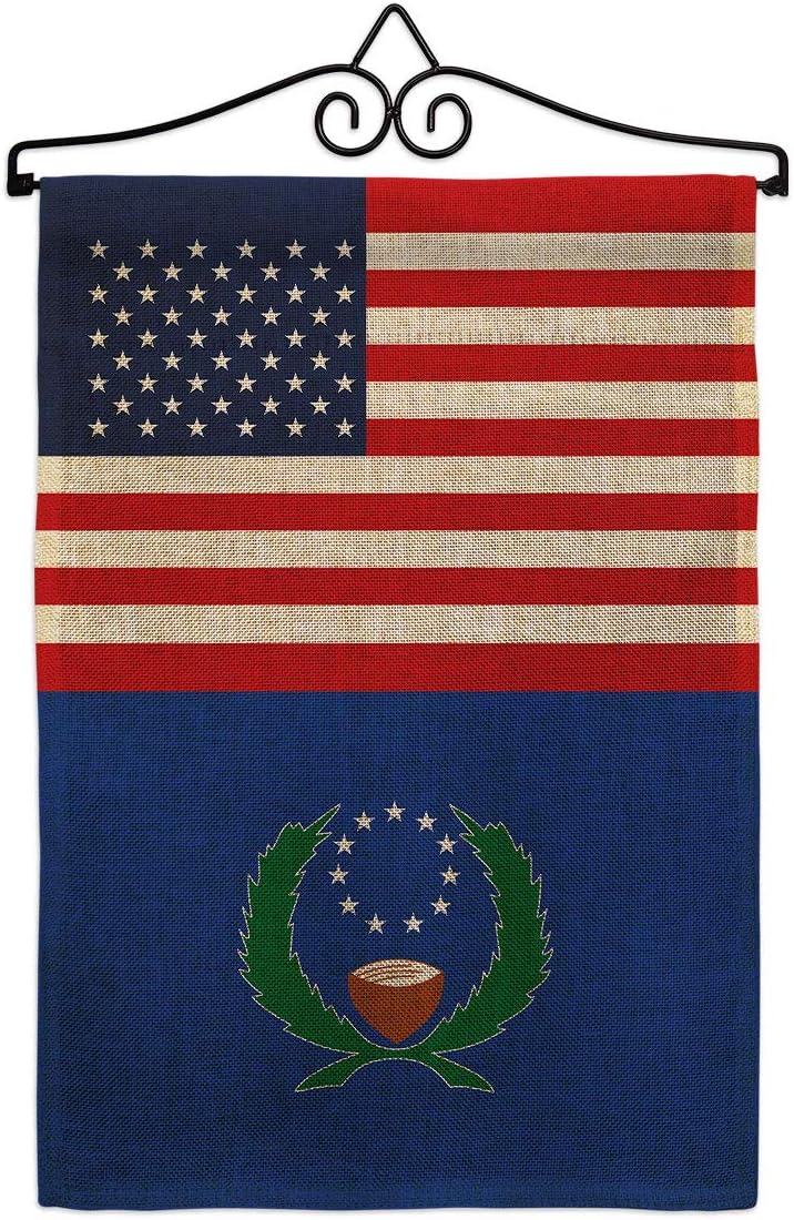 Pohnpei US Friendship Burlap Burlap Garden Flag Set with Stand Regional USA American Alliance World Country Particular Area Small Decorative Gift Yard House Banner Double-Sided Made In 13 X 18.5