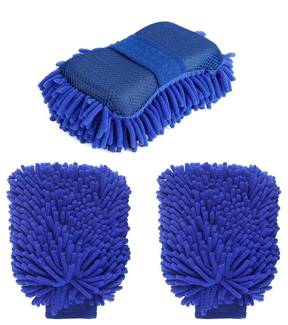 LEGION Car/Bike Wash Cleaning Combo Premium Chenille Microfiber Car Wash Sponge and Microfiber