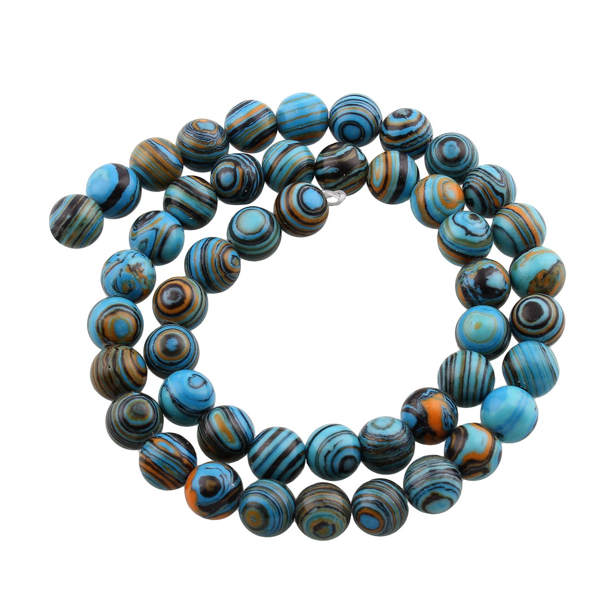 Stripes Agate Beads Round 8 mm Agate Pearl Natural Stone Pack of 15 Semi-Precious Gemstone Beads for DIY Chain Gemstone Beads Choice of Colours (Blue Black White) - Image 2