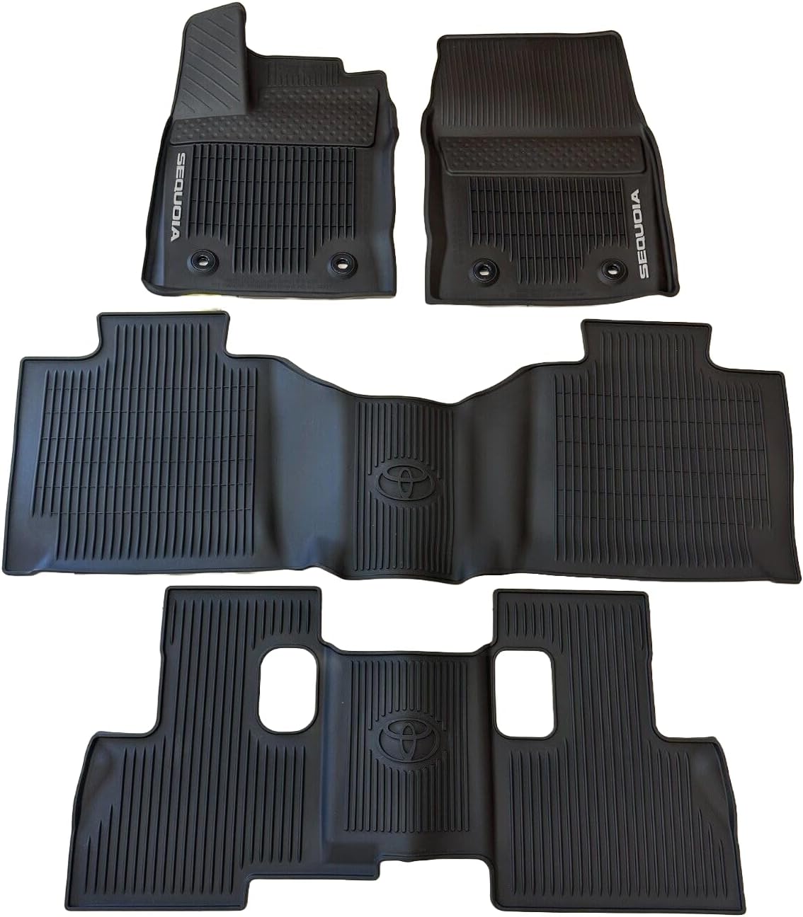 Genuine Toyota 2023 + Sequoia All Weather Black Rubber Floor Liners/Mats PT908-0C230-20