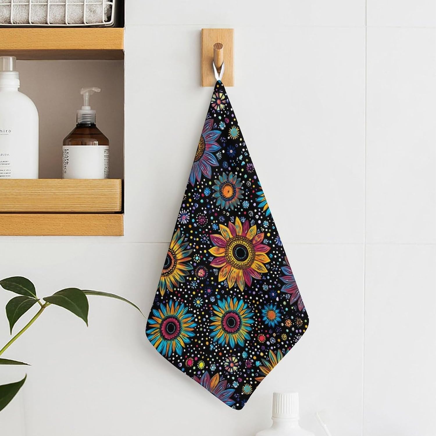 Sunflower Painting Towel Hand Towels Decorative Towel for Bathroom Kitchen Shower Gym 4PCS