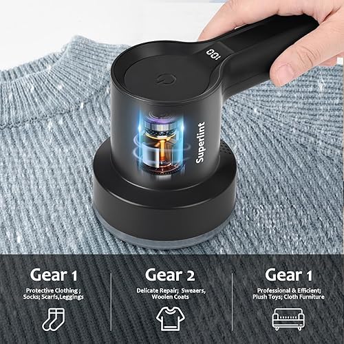 Miniatura 2 de SUPER LINT Afeitadora de tela recargable, removedor de pelusa eléctrico con pantalla LED y contenedor de basura grande, afeitadora de suéter de 3