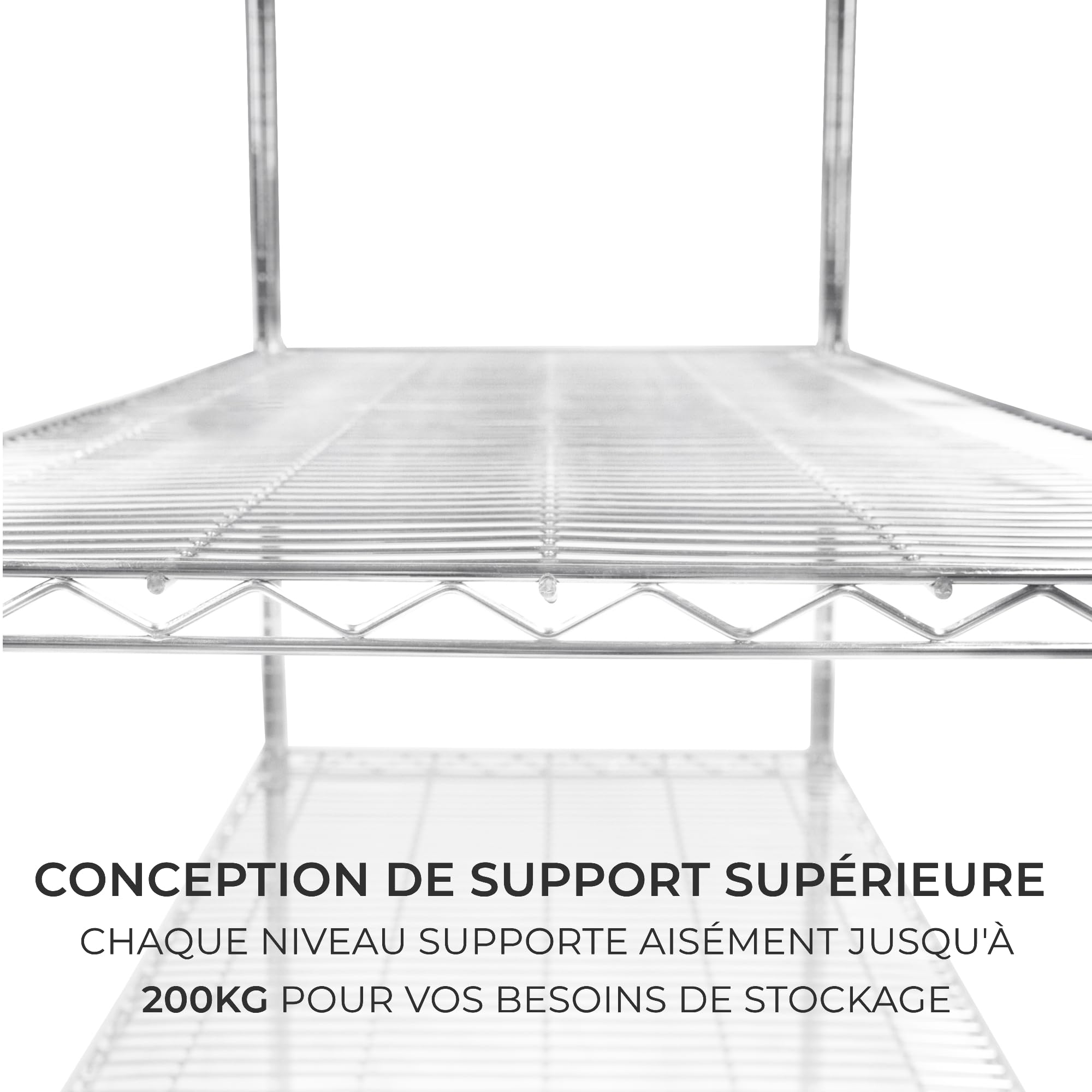 KuKoo Etagère en Fil d'acier Chromé 1000KG - 60 x 120 x 180cm - Pied de Nivellement - Rangement Garage, Cuisine, Atelier, Entrepôt, Organisation Rayonnage - 5 Niveaux Ajustable - 100% sans Boulons