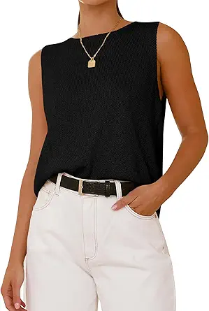 BTFBM Women's Sleeveless Sweater Vest 2025 Summer Crew Neck Ribbed Knit Lightweight Pullover Casual Loose Fit Tank Tops