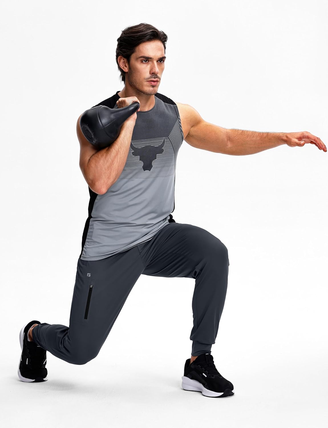 GGJ Men's Athletic Joggers with Zipper Pockets Stretch Tapered Running Sweatpants Gym Jogging Workout Pants for Men - Image 6