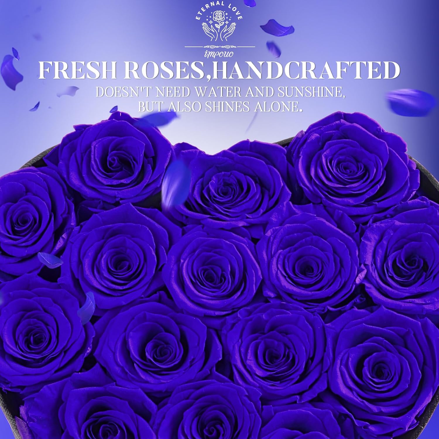 16 Preserved Flower Delivery Prime, Preserved Roses in a Box, Birthday Gifts for Women, Mother's Day, and Valentine's Day-Blue Roses - Image 3