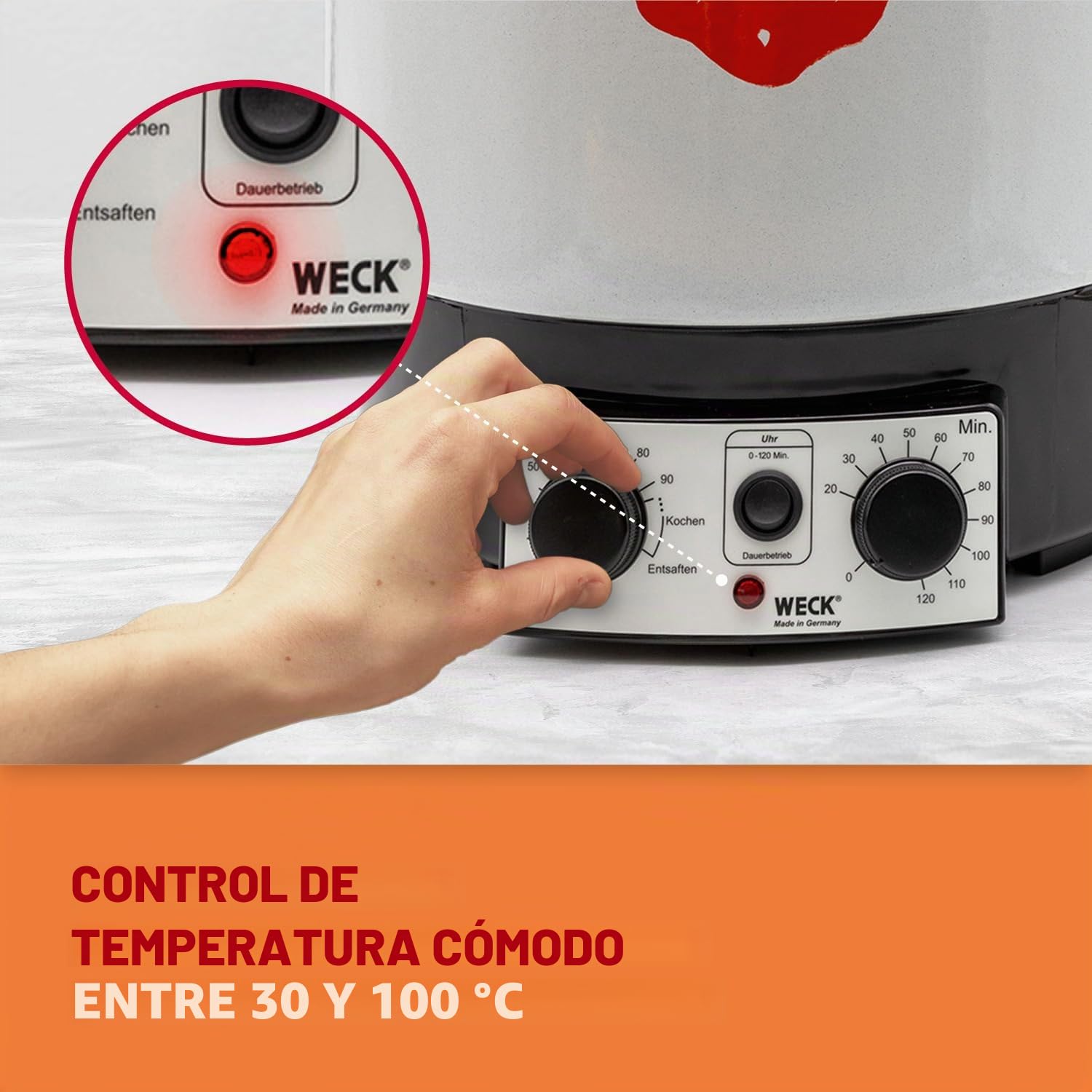 WECK Esterilizador eléctrico WAT 15 (esterilizador esmaltado, dispensador de agua caliente, cocedor de vino caliente, termostato, temporizador, 29 litros) 6830