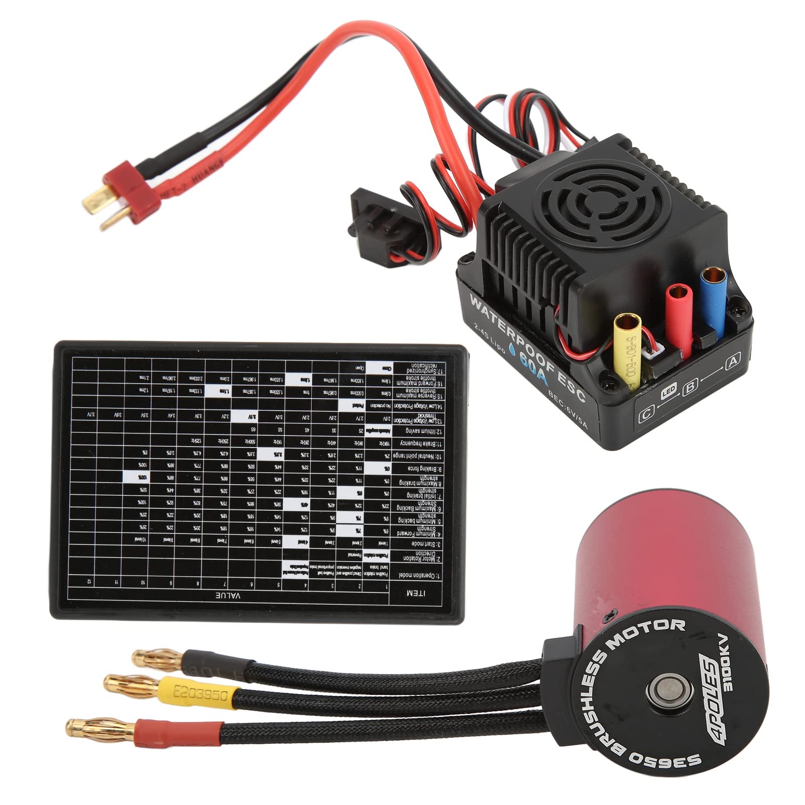 Silnik o wysokim momencie obrotowym, aluminiowy radiator CNC, wodoodporny silnik bezszczotkowy do samochodów RC, S3650 3100KV z płytą programową i zabezpieczeniami