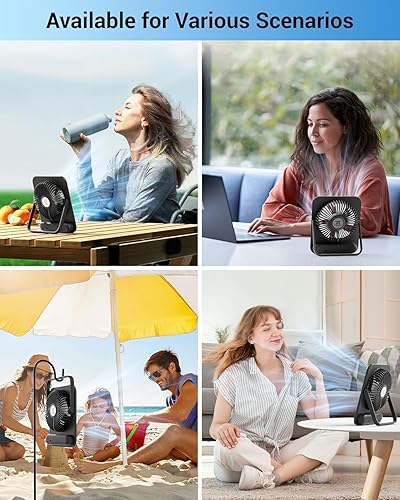 Miniatura 7 de WHATOOK Ventilador personal de escritorio pequeño 5000 mAh 25 horas de batería de oficina, silencioso mini ventilador de escritorio portátil