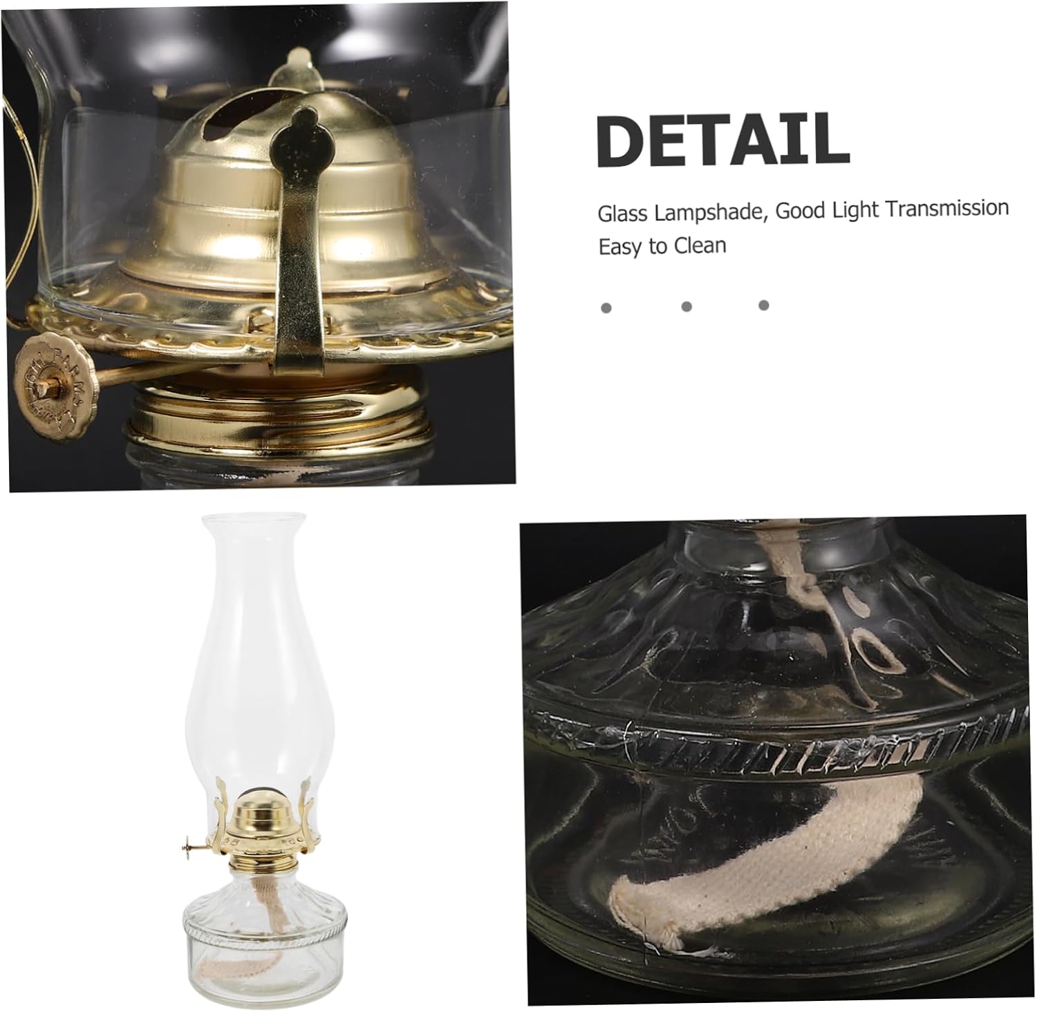 Vintage Glass Kerosene Lamp with Wick Oil Lantern for Indoor Home Decor Elegant Hurricane Light for Cozy Ambiance and Emergency Use
