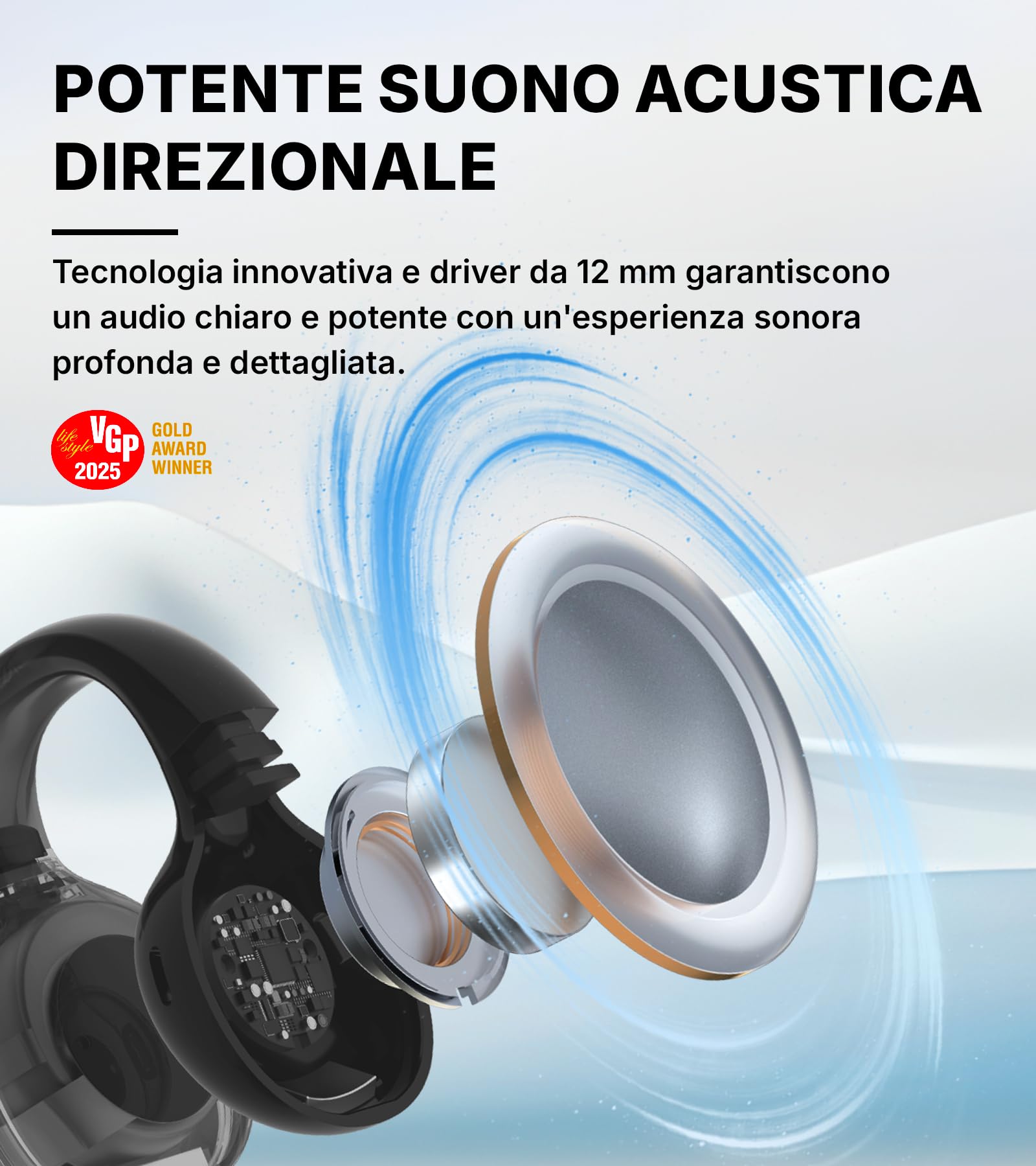 Edifier R1 Earbuds Wireless Open-Ear con Microfono AI, Grigio