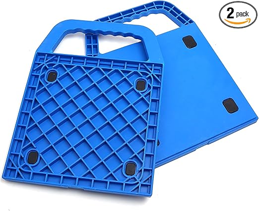 Large RV Jack Pads with Built-in Handle Prevent Jacks from Sinking 11.8 Inch x 11.8 Inch Camper Jack Pads Blue Pack of 2