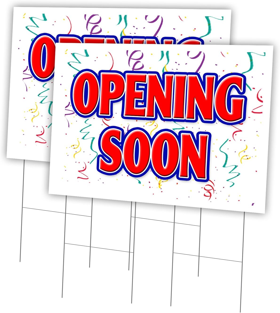 OPENING SOON 2 Pack Of 18" x 24" Yard Sign & Stake | Advertise Your Business | Stake Included Image On Front Only | Made in The USA