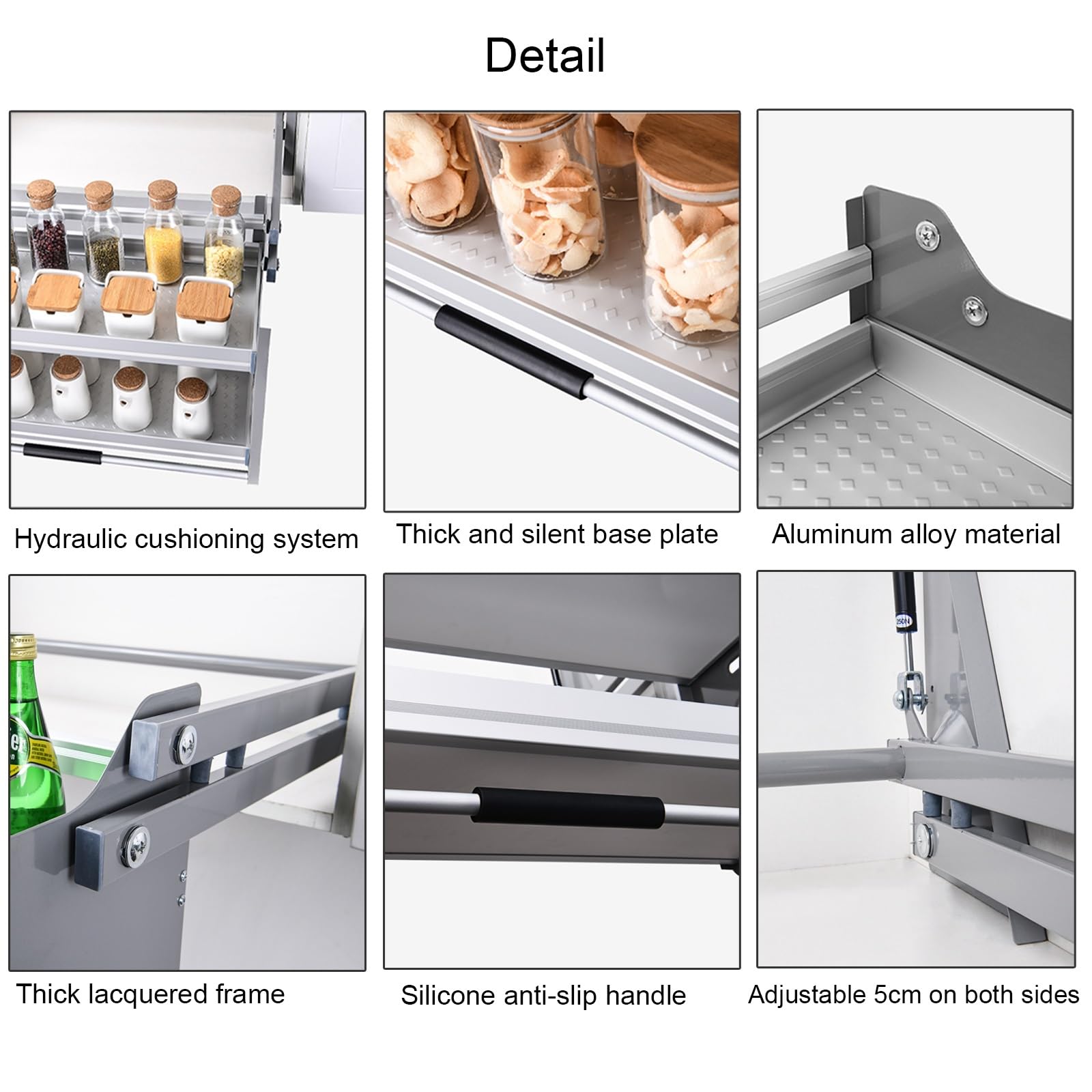 Mensola estraibile a 2 ripiani per dispensa, in alluminio, per cabina superiore, multiuso, per cucina Sto Solut, argento (55,9 - 86,9 cm di larghezza, 20 x 30 x 21,9 cm (altezza x larghezza x altezza)