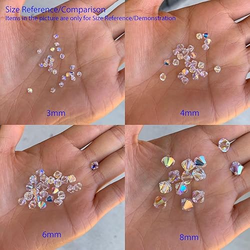 Miniatura 5 de 100 cuentas de cristal de bicono facetadas Preciosa auténticas de 0.236 in con diamantes negros compatibles con cristales de Swarovski Pre-B621