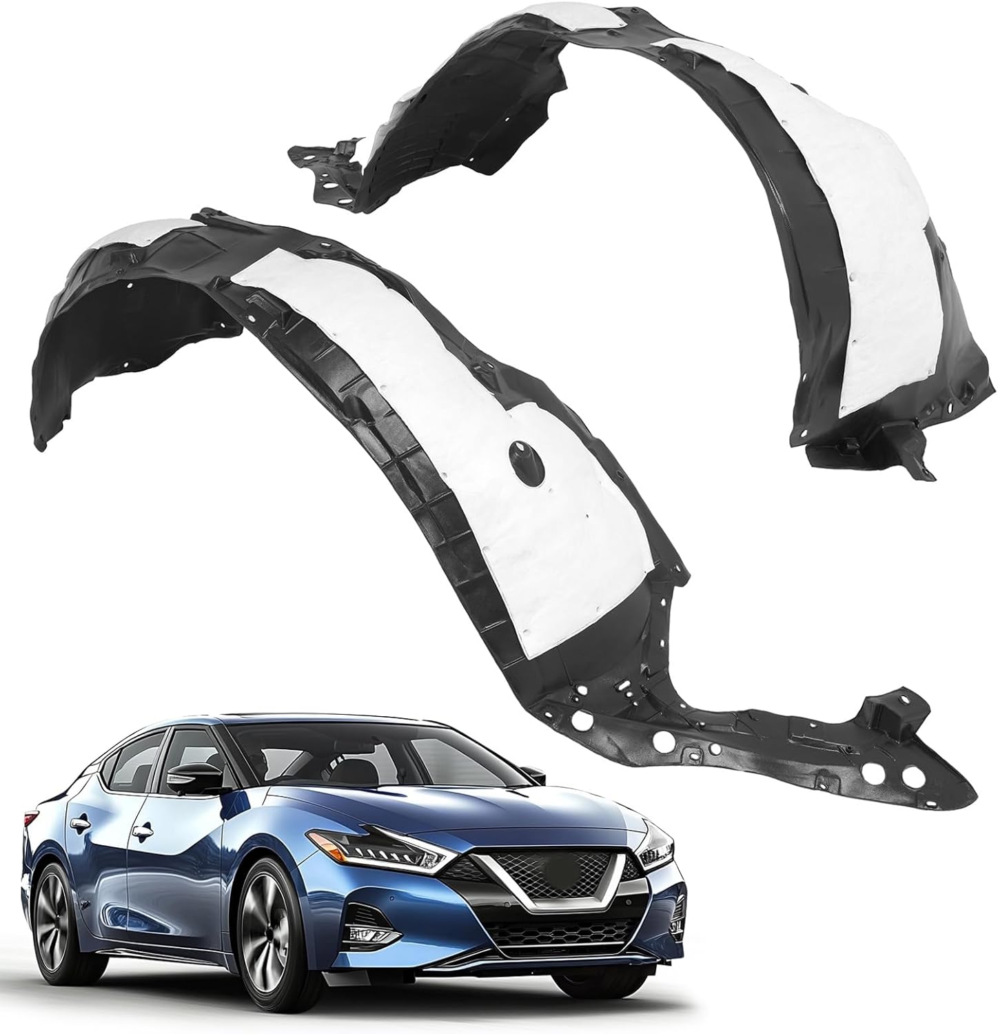 Front Fender Liner Inner Panel Compatible with 2016-2023 Maxima With Insulation Foam Replacement for 638404RA1D 638434RA1D Wheel Liner Splash Shields Guard Driver + Passenger Side