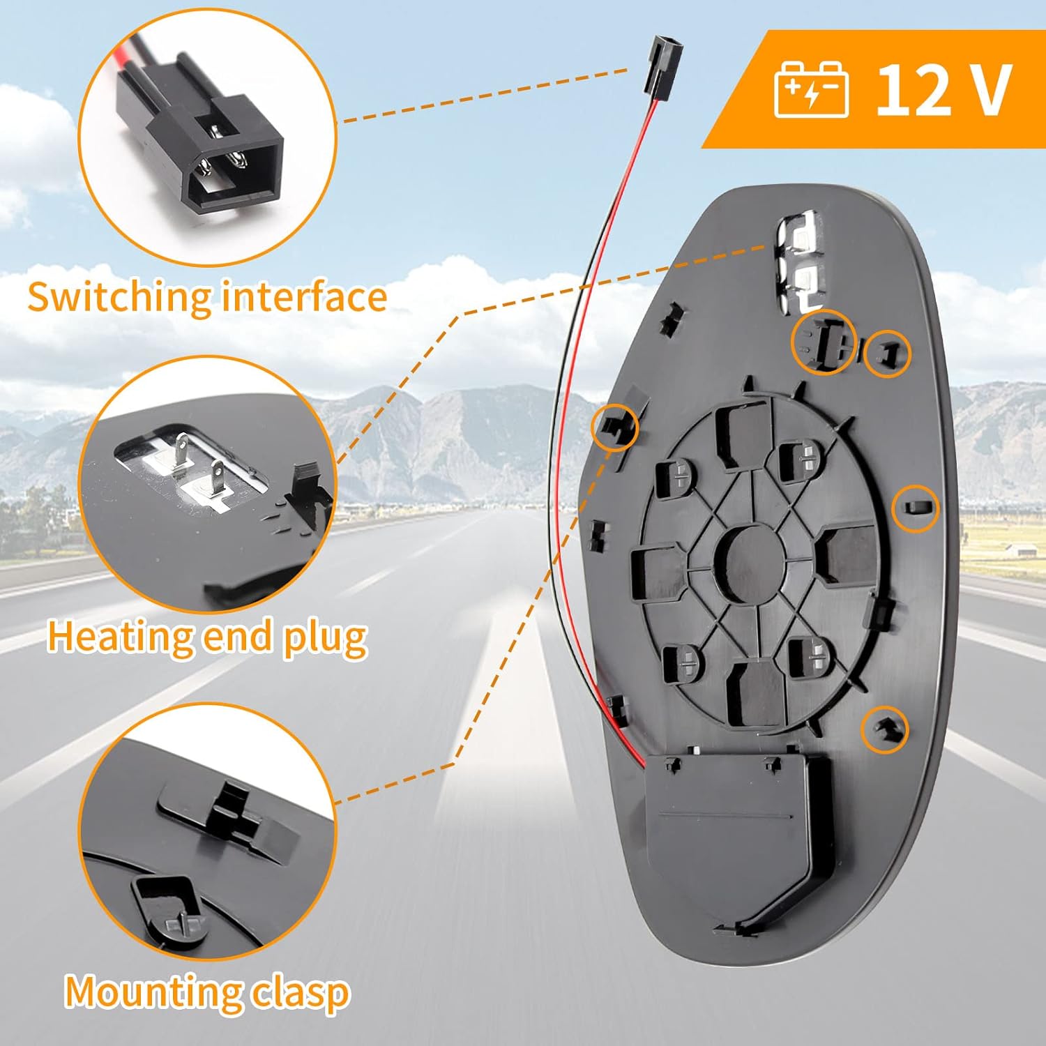 Left and Right Side Heated Mirror Glass with LED Turn Signal 2007-2014 Exterior Mirror Replacement for Cadillac Escaladeb Chevy Avalanche GMC Sierra Yukon 1500 2500 2500HD 3500HD GM1324138