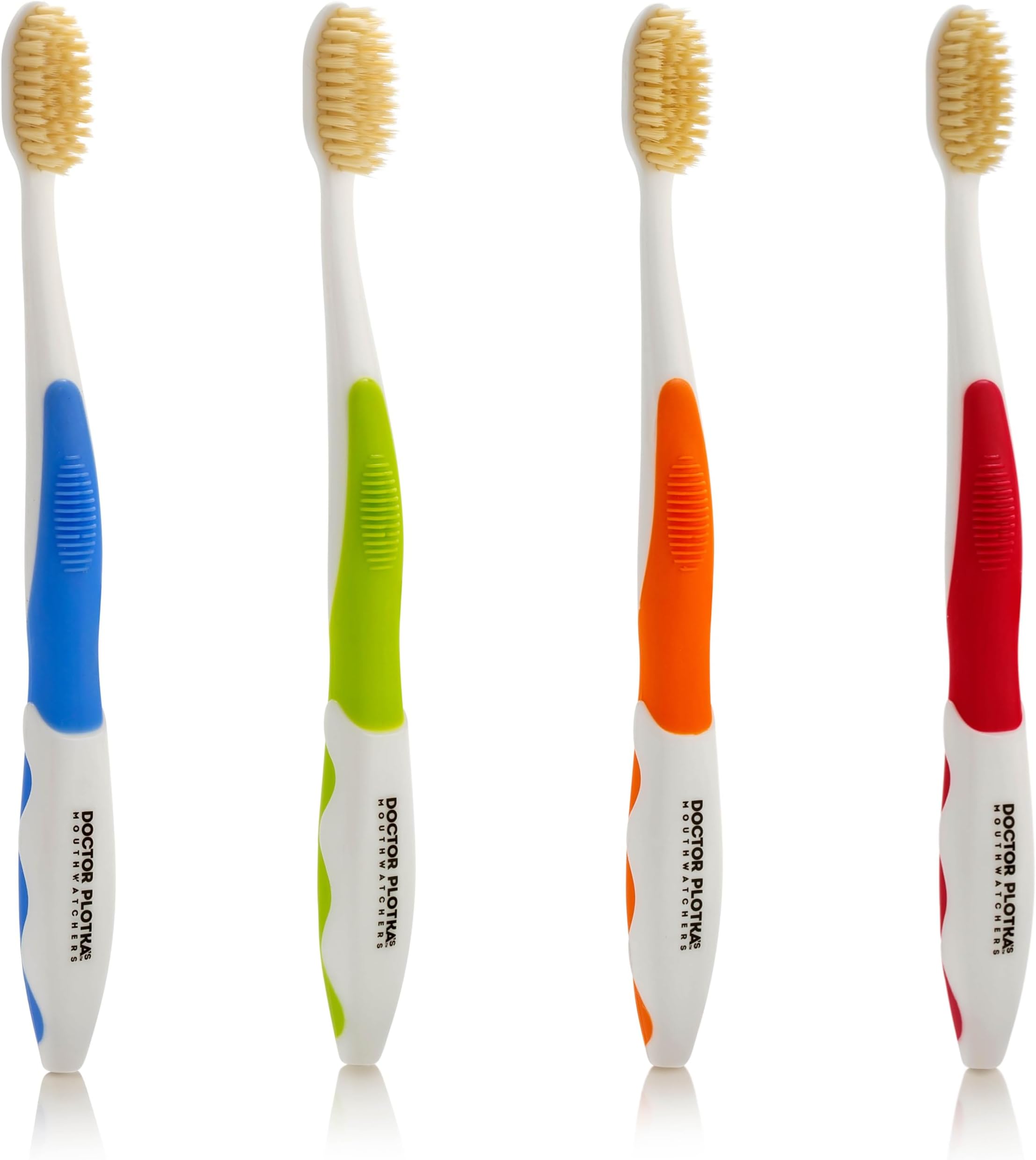 Dr Plotkas Soft Bristle Flossing Toothbrush Manual Soft Toothbrush for Adults, Ultra Clean, Good for Sensitive Teeth and Gums, Variety 4 Pack, Colors May Vary