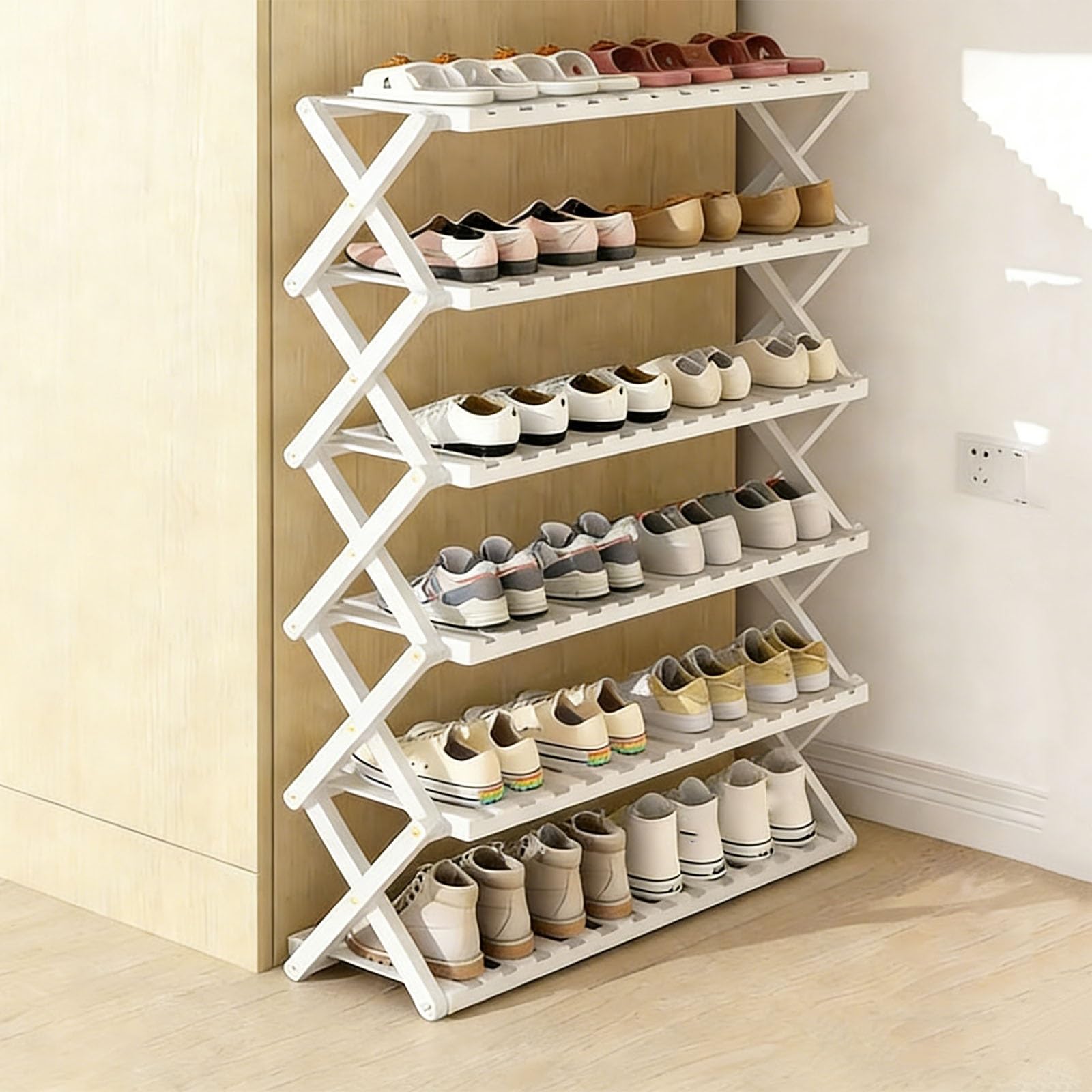 Étagère à chaussures pliable Nizer pour ranger l'entrée sans aucun montage