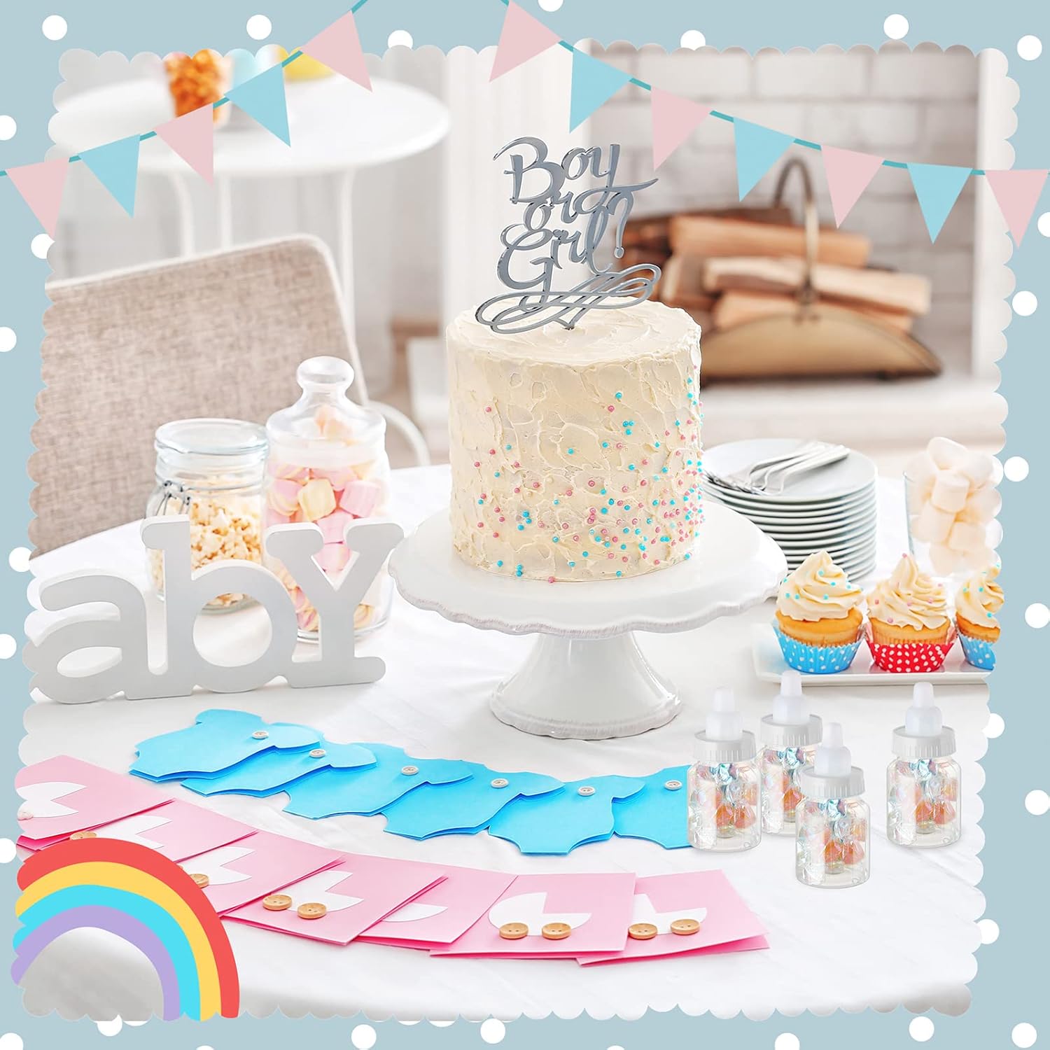 Tessco for you 72 Pcs 3.5 Inch Baby Bottles for Baby Shower Mini Plastic Bottle Party Favor Clear Candy Box for Guests Gift (White)