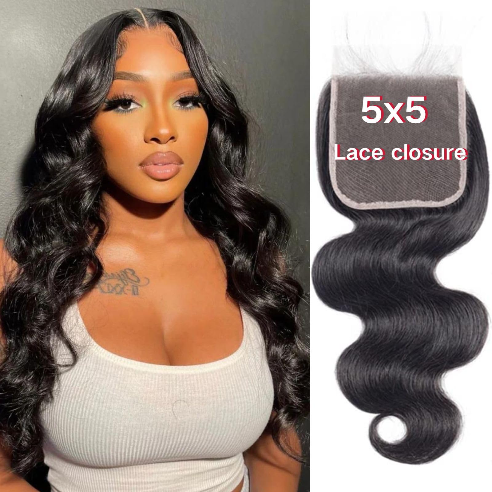 Photo 1 of Little fairy 5x5 Body Wave Lace Closure Human Hair