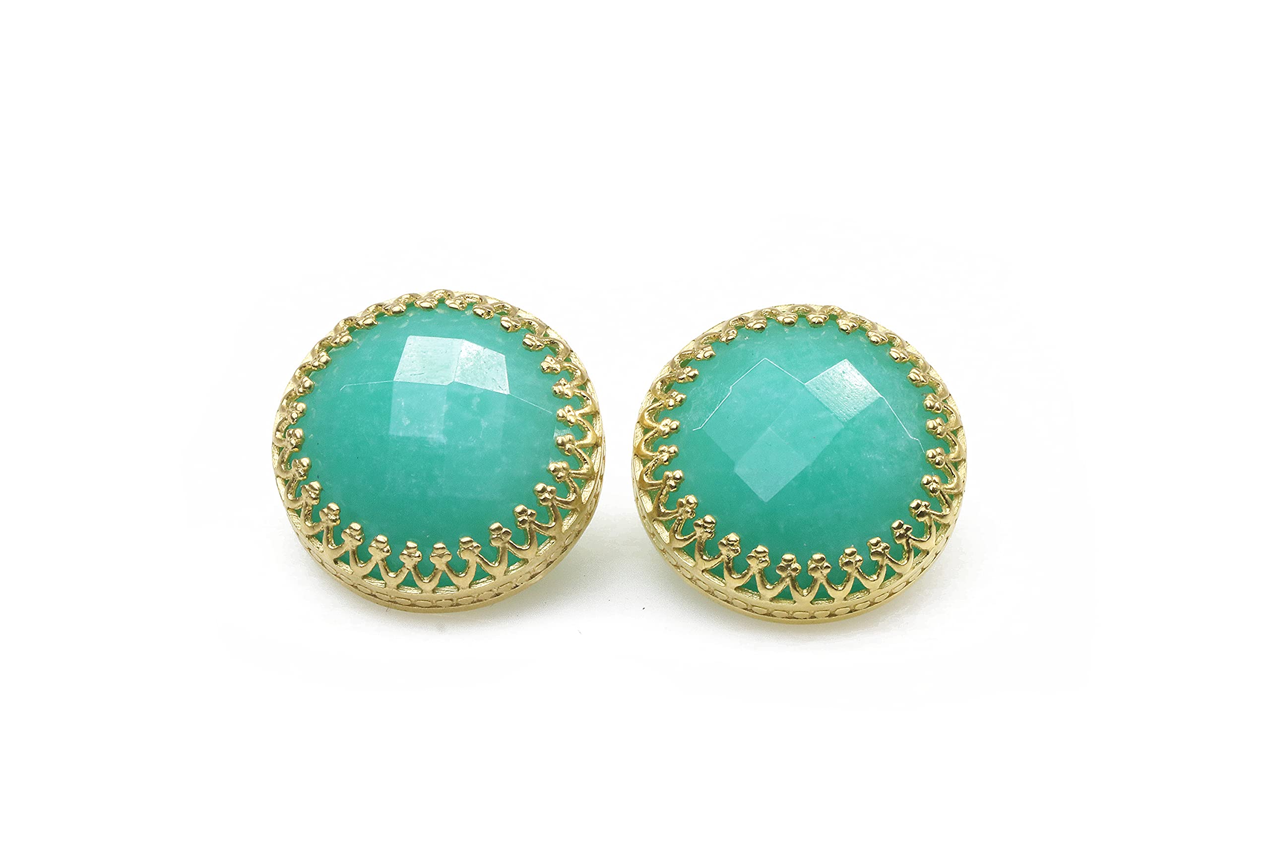 Poste de Pendientes para Mujeres - Pendientes de Amazonita en Oro de 14k - Pendientes para Cualquier Ocasión, Regalos y Uso Diario - con Caja de Regalo