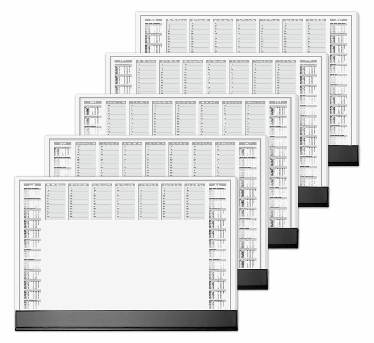 SIGEL H6365 Paper Desk pad- Weekly Planner - Grey - Approx. A2-2026/2027 - DE/EN/FR/NL - 40 Sheets - FSC-Certified - Pack of 5 โ image 1