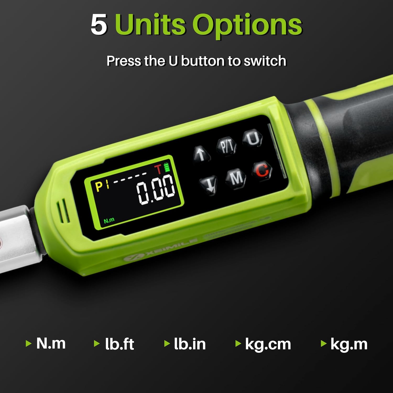 Adjustable Digital Torque Wrench 3/8" Drive-0.66-44.25Ft.Lb/0.9-60N.m, Interchangeable Electronic Torque Wrench with 32 mm Open End,2% Accuracy for HVAC,Automotive, Moto and Narrow Pipeline