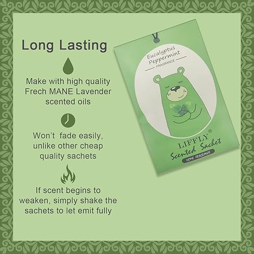 Miniatura 2 de 14 bolsitas perfumadas de eucalipto y menta para cajones y armarios, caja de regalo de larga duración