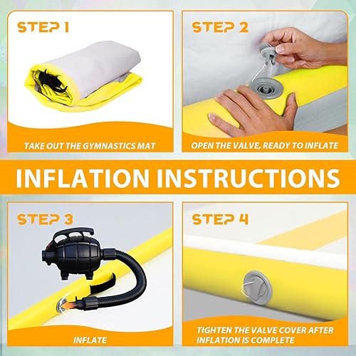 Miniatura 6 de Tuxedo Sailor Inflatable Gymnastics Mat with Electric Pump, Storage Bag, Repair KitAir Mat for Home Training, Cheerleading, Yoga