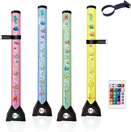 Brewish 3Ft Sensory Bubble Floor Lamp - 7 Color Changing LED Mood Light With Fake Aquarium Water Tube