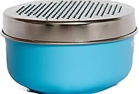 Vista 5 de Yakcam Cheese Grater Vegetable Shredder Storage Container, Citrus Zester, Course and Fine Stainless Steel Blades. 4 Piece Blue, Kitchen Gadget,17.7
