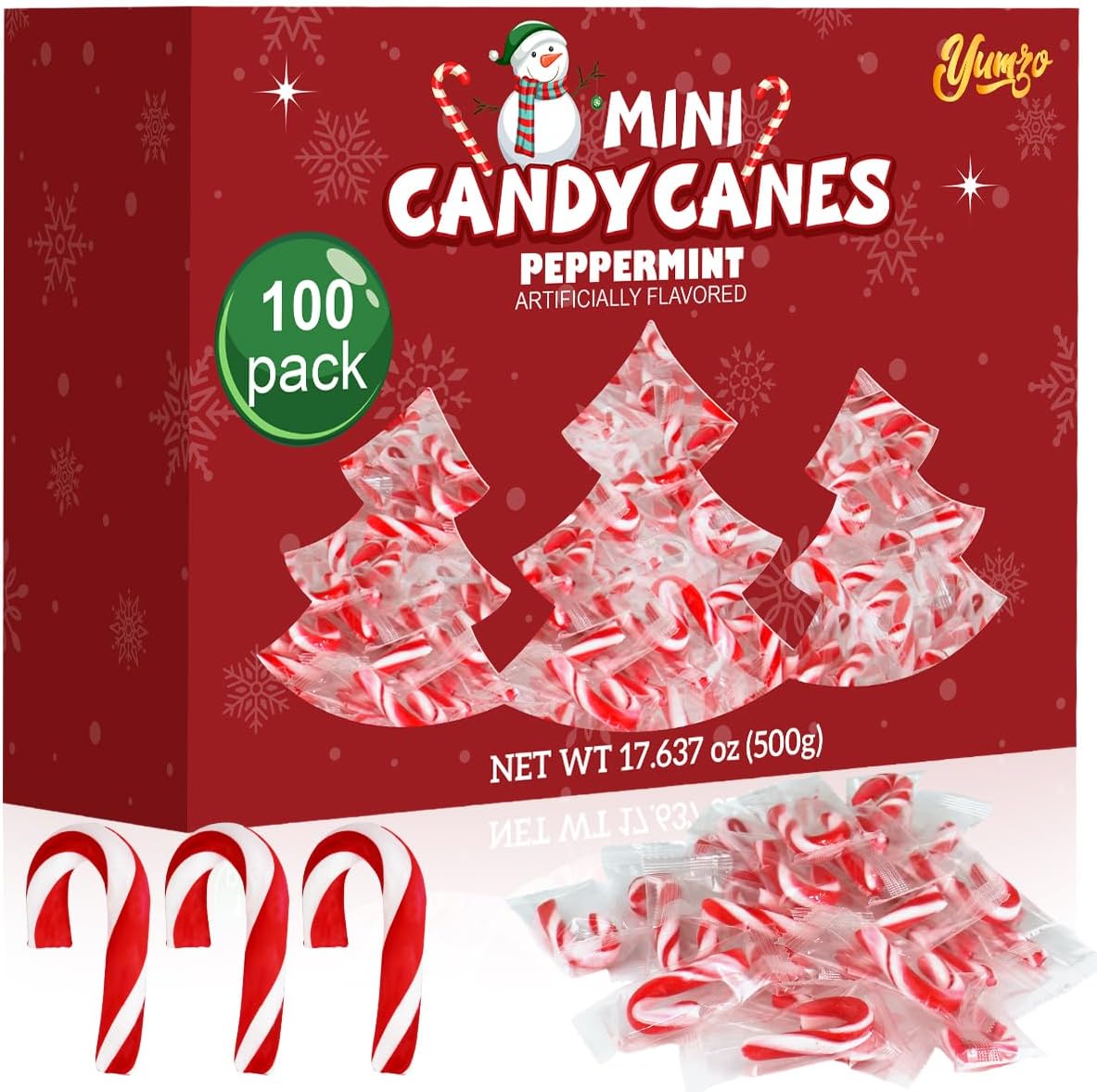 Christmas Mini Candy Canes Classic Red & White Peppermint Flavor for Holiday Family Indulgement - Small Candy Canes Individually Wrapped for Kids & Adults, Great Candy Cane Gift Set - 100 Pack