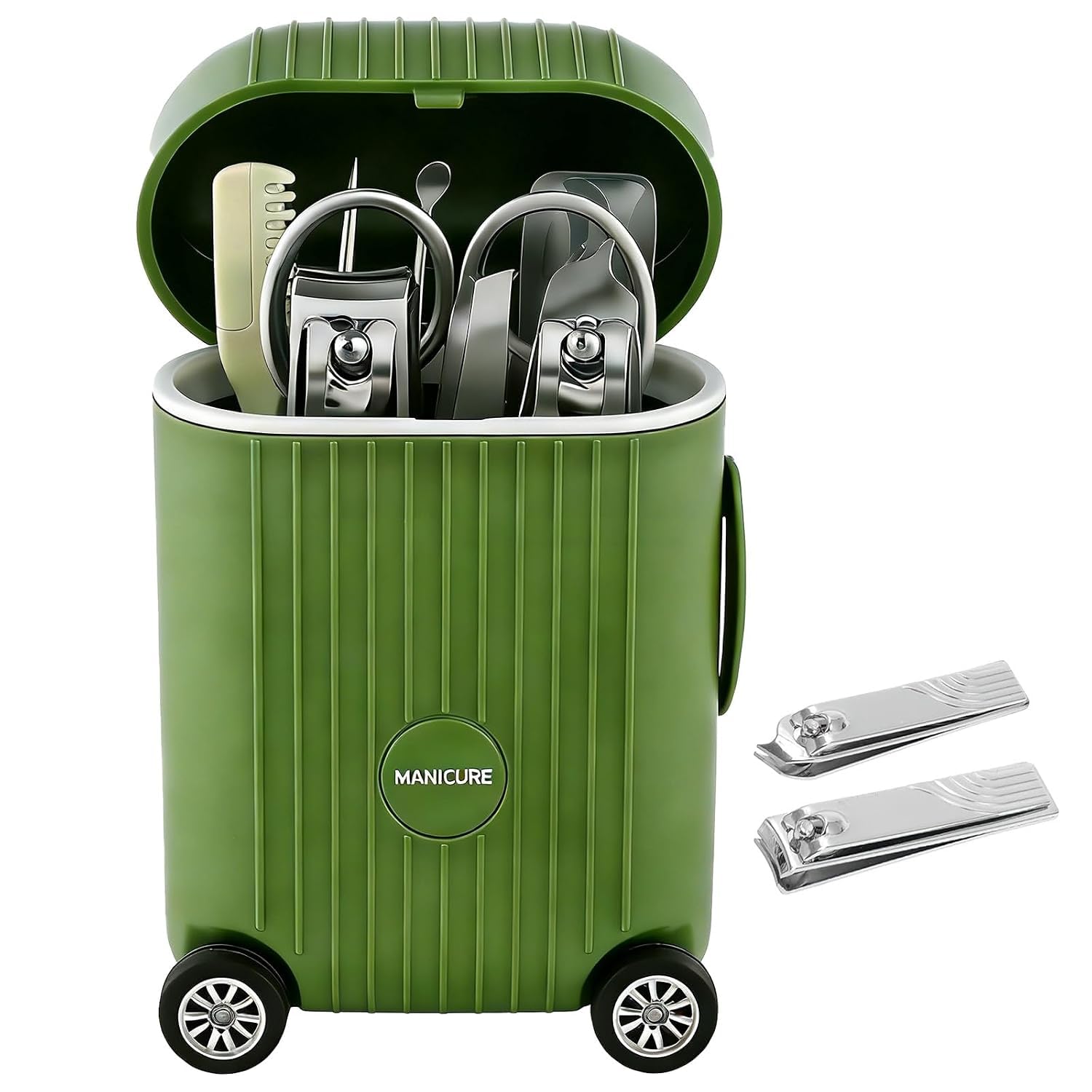 QUIRA 8-Piece Manicure Set in Mini Suitcase, Cute Travel Nail Clipper Kit with Stainless Steel Tools, Portable Grooming Care for Car Console, Office Desk Decor & Unique Gift-picture-18
