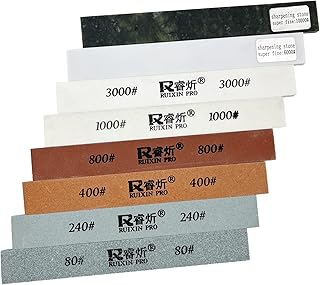 RUIXIN PRO 8Pcs Replacement Knife Sharpening Stones for RX-008 RX-009 Knife Sharpener Fixed-Angle Kit, Professional Whetstone Set Polishing Stone without Base 80/240/400/800/1000/3000/6000/10000 Grit