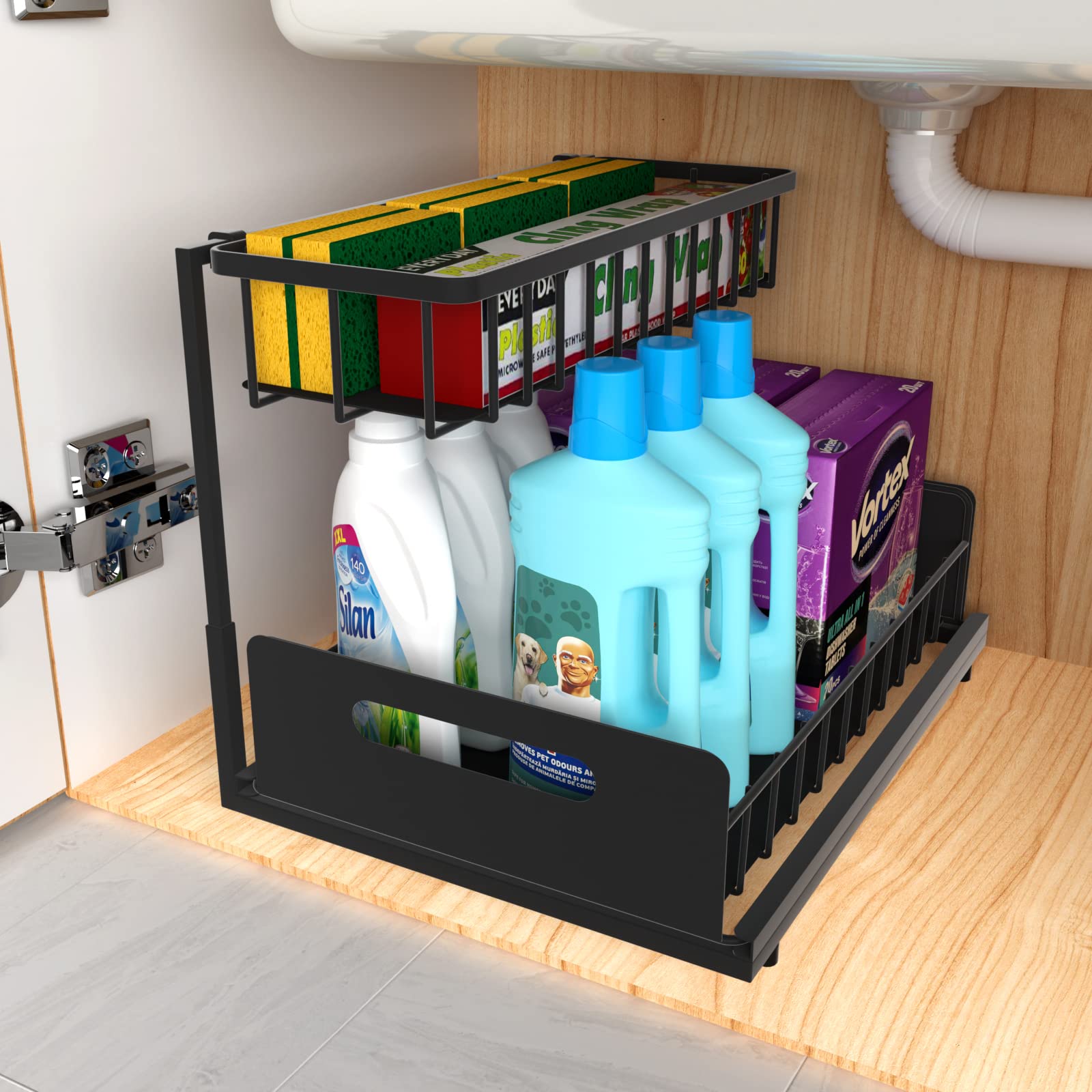 Buy Under Sink Organizers and Storage with Sliding Drawer, 2Tier Pull