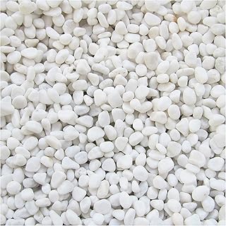 N/S White Decorative Natural Pebbles Mixed River Gravel Decorative Small Snow White Stones White Pebbles Natural Garden for Potted Plant Pots Balcony Aquarium Green Plants Mini Garden, 1.5kg