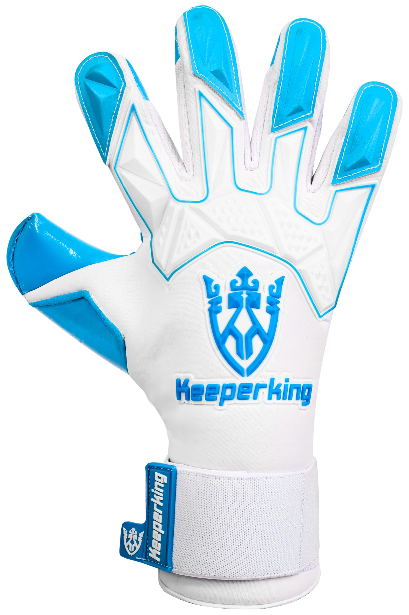 Keeperking Guanti da portiere professionali ibridi con cuciture interne professionali Contact Next Grip, 4 mm, massima aderenza e comfort, con semplice sistema di entrata per guanti da portiere da uomo, adulto, ragazzi