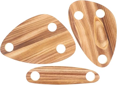 Hemoton Juego de 3 bandejas para servir botellas de vino, bandejas de queso planas de madera, bandejas de queso, tabla de charcutería, tabla de