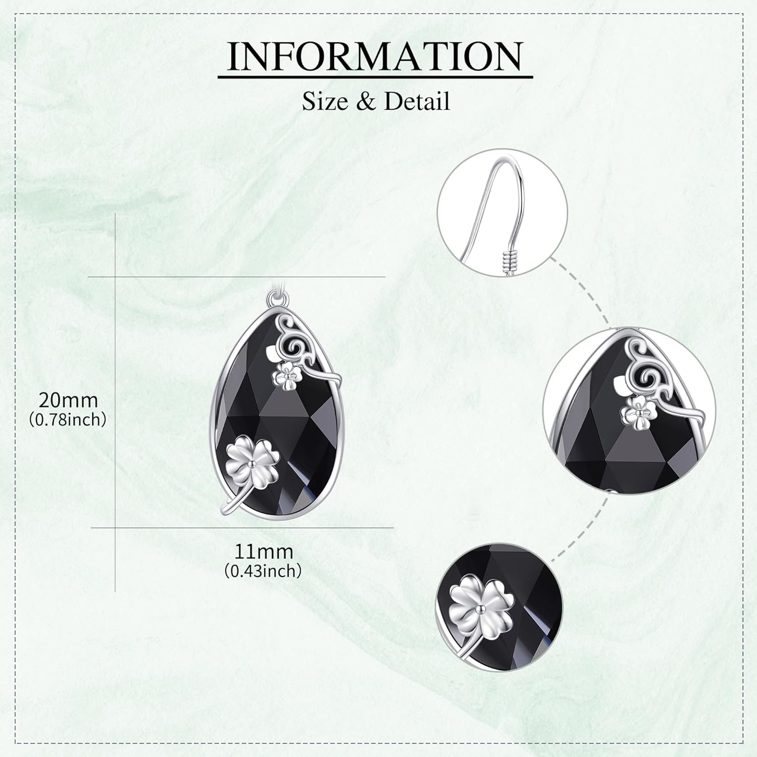 MONGAS Four Leaf Clover Earrings Sterling Silver Four Leaf Clover Dangle Earrings Four Leaf Clover Jewelry for Women