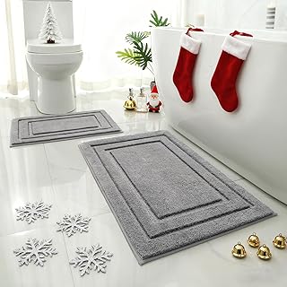 HOMEIDEAS Bathroom Rugs Sets 2 Piece, Super Soft and Absorbent Non Slip ...